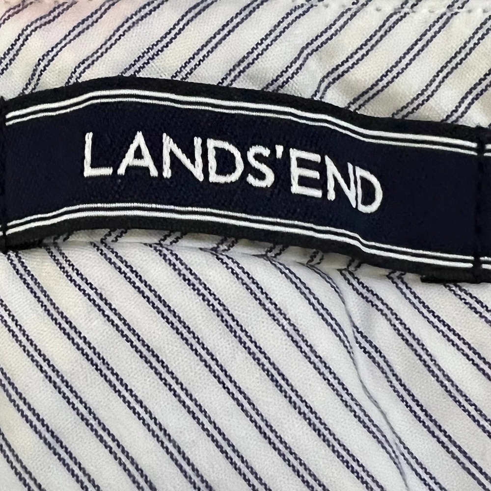 Lands End Crop Chino Pants Floral Lily Print Stretch Black White Size 10P - Picture 9 of 12